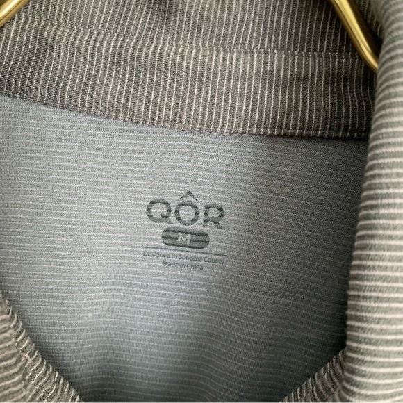 QOR Mens striped wool blend quarter snap button long sleeve shirt grey medium - Picture 4 of 6